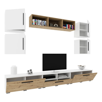 Living Kos haaus V3, Alb/Stejar Artisan, L 285 cm