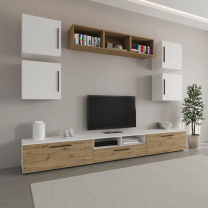 Living Kos haaus V3, Alb/Stejar Artisan, L 285 cm