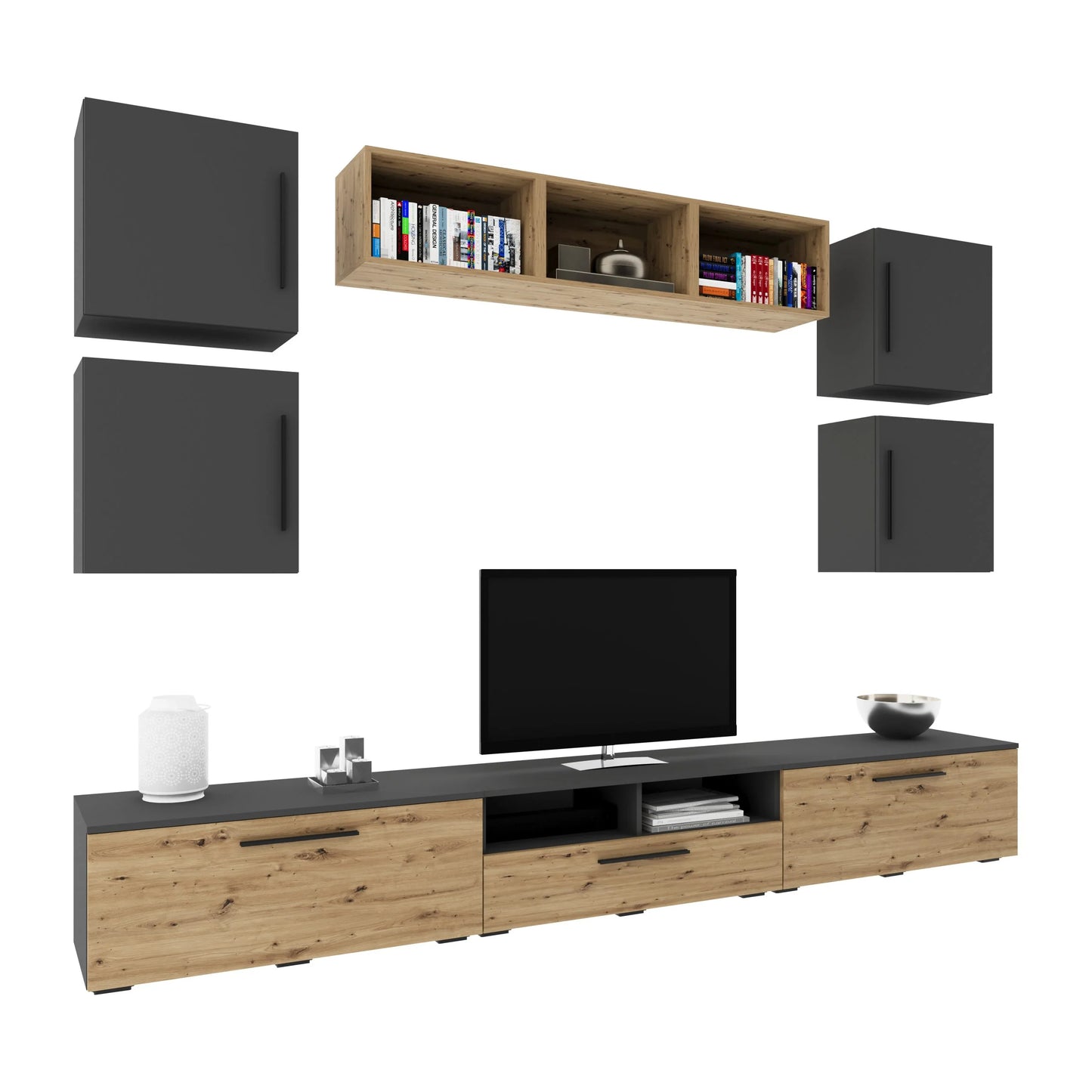 Living Kos haaus V3, Antracit/Stejar Artisan, L 285 cm