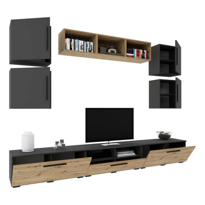 Living Kos haaus V3, Antracit/Stejar Artisan, L 285 cm