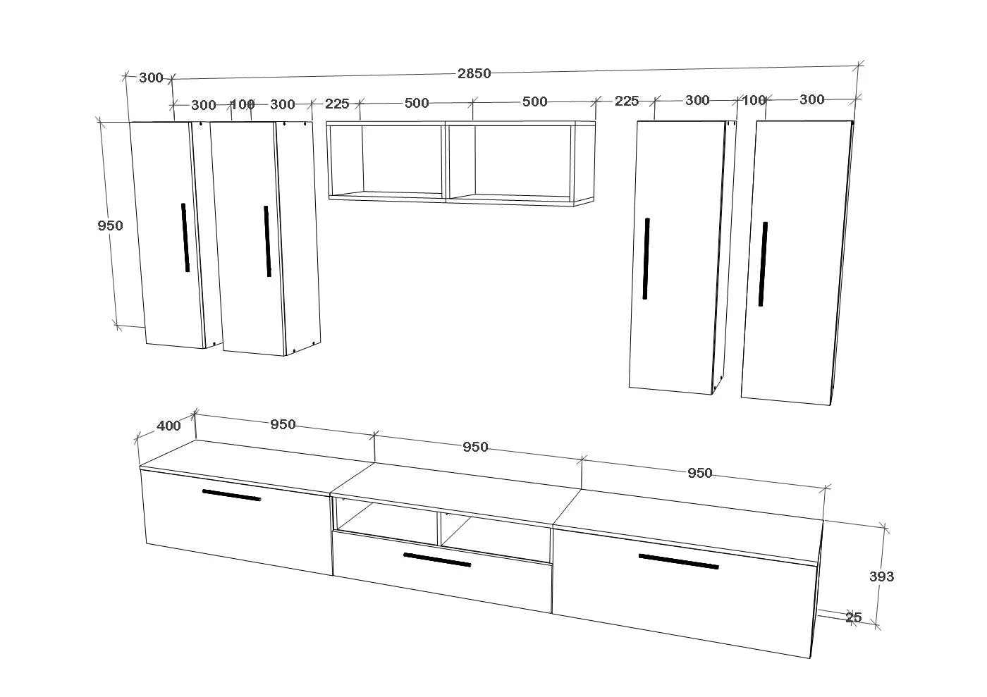 Living Kos haaus V4, Antracit/Stejar Artisan, L 285 cm