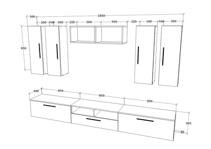 Living Kos haaus V4, Antracit/Stejar Artisan, L 285 cm