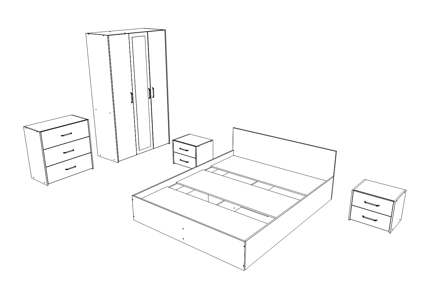 Set dormitor haaus Malmo V4, Pat 200 x 160 cm, Stejar Artisan/Argila