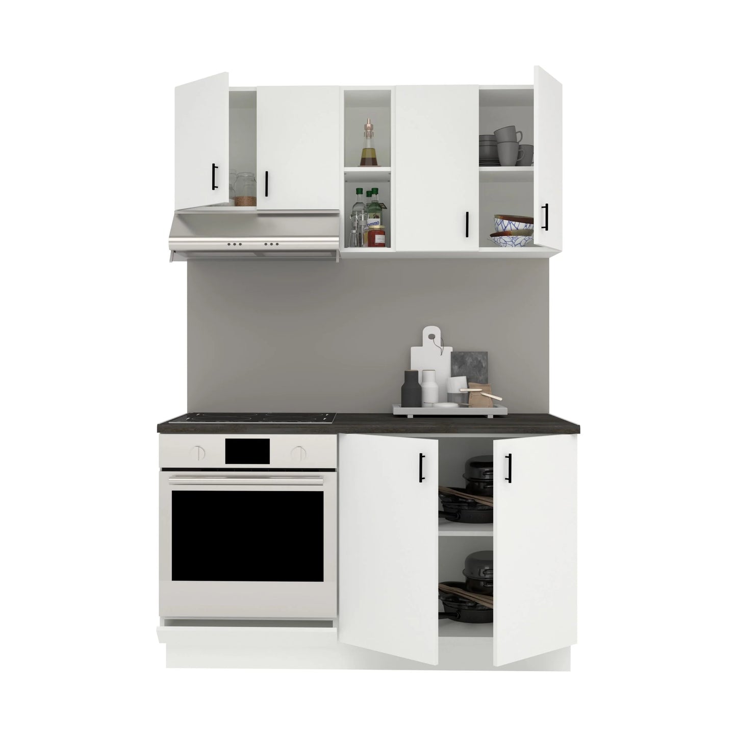 Set Bucatarie haaus Karo V4, Alb, Blat Thermo 28 mm, L 140 cm