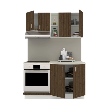Set Bucatarie haaus Karo V4, Stejar Bronz/Alb, Blat Thermo 28 mm, L 140 cm