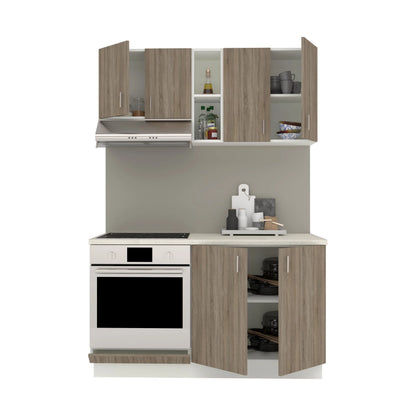 Set Bucatarie haaus Karo V4, Stejar Sonoma Inchis/Alb, Blat Thermo 28 mm, L 140 cm