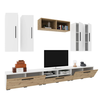 Living Kos haaus V4, Alb/Stejar Artisan, L 285 cm