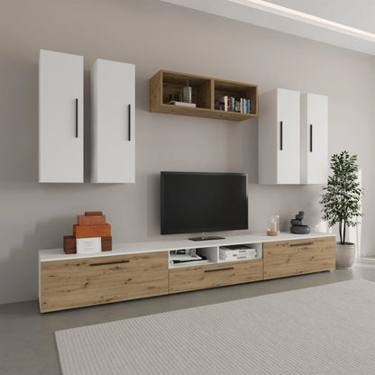 Living Kos haaus V4, Alb/Stejar Artisan, L 285 cm