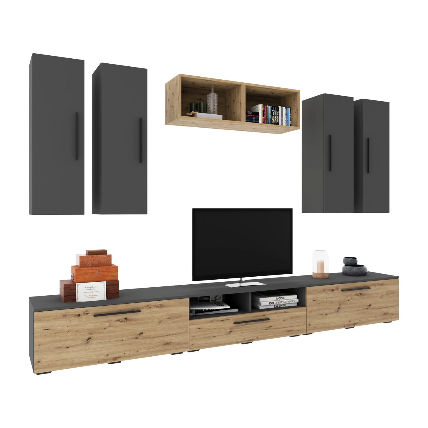 Living Kos haaus V4, Antracit/Stejar Artisan, L 285 cm