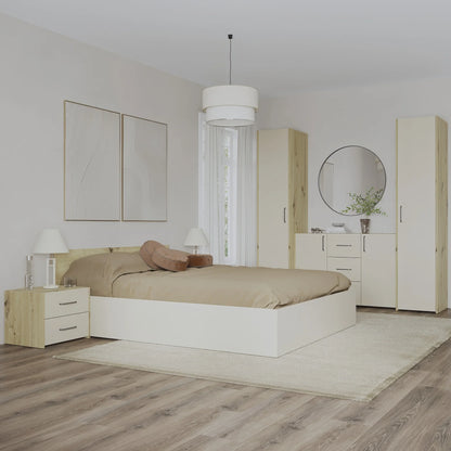Set dormitor haaus Malmo V5, Pat 200 x 140 cm, Stejar Artisan/Argila