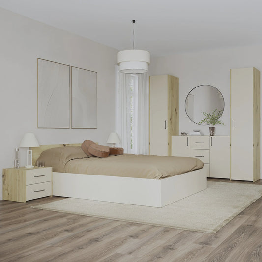 Set dormitor haaus Malmo V5, Pat 200 x 160 cm, Stejar Artisan/Argila