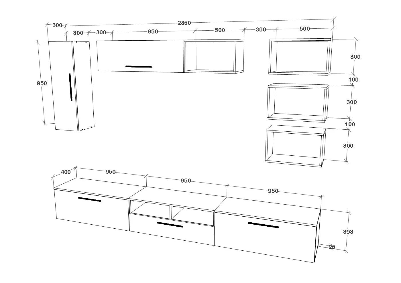 Living Kos haaus V5, Antracit/Stejar Artisan, L 285 cm