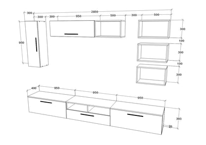 Living Kos haaus V5, Antracit/Stejar Artisan, L 285 cm