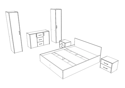 Set dormitor haaus Malmo V5, Pat 200 x 160 cm, Stejar Alb/Antracit