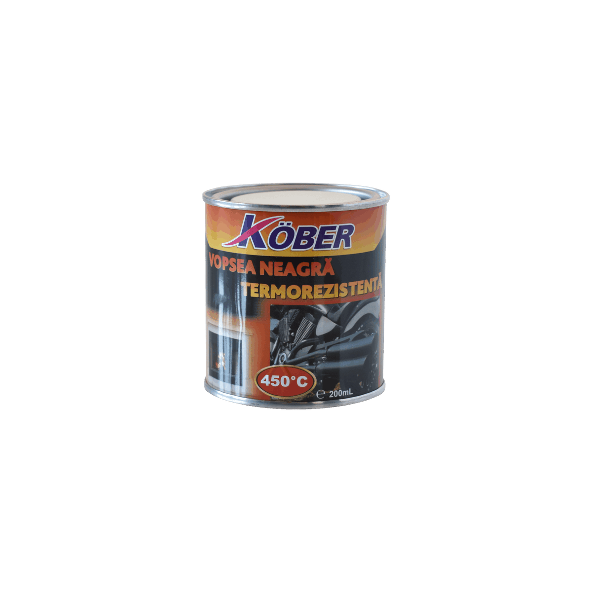 Vopsea termorezistenta, 450°C, Kober, neagra 0.2L / V65900T-C0.2L