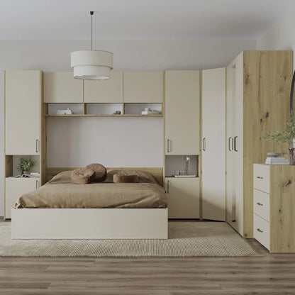 Set dormitor haaus Malmo V6, Pat 200 x 160 cm, Stejar Artisan/Argila