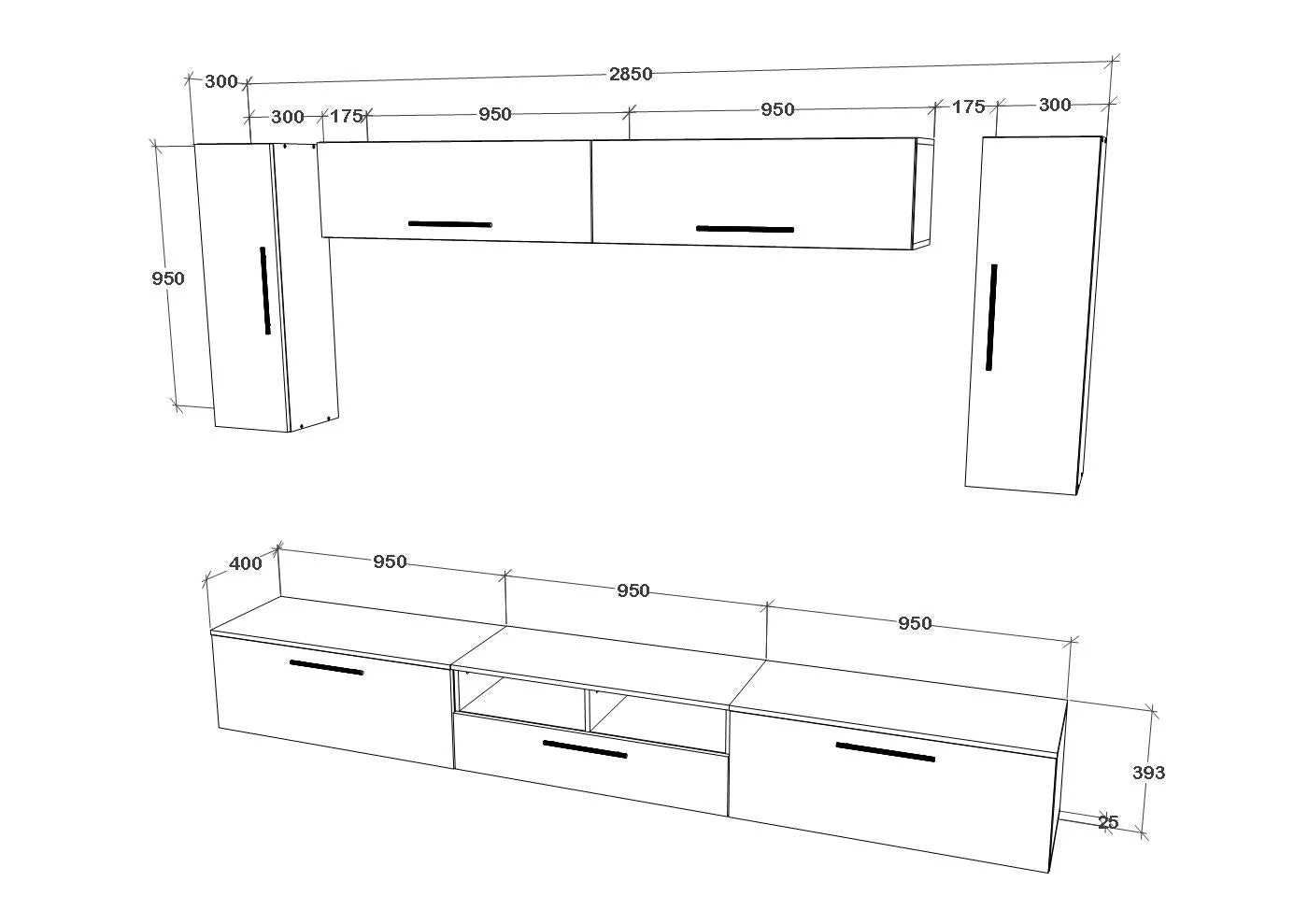 Living Kos haaus V6, Antracit/Stejar Artisan, L 285 cm