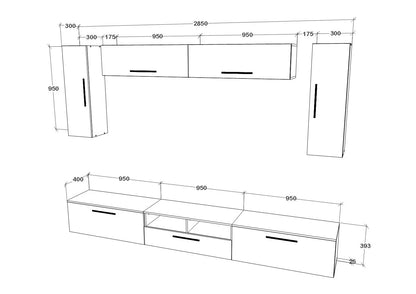 Living Kos haaus V6, Antracit/Stejar Artisan, L 285 cm