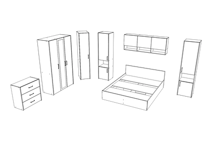 Set dormitor haaus Malmo V6, Pat 200 x 140 cm, Stejar Alb/Antracit
