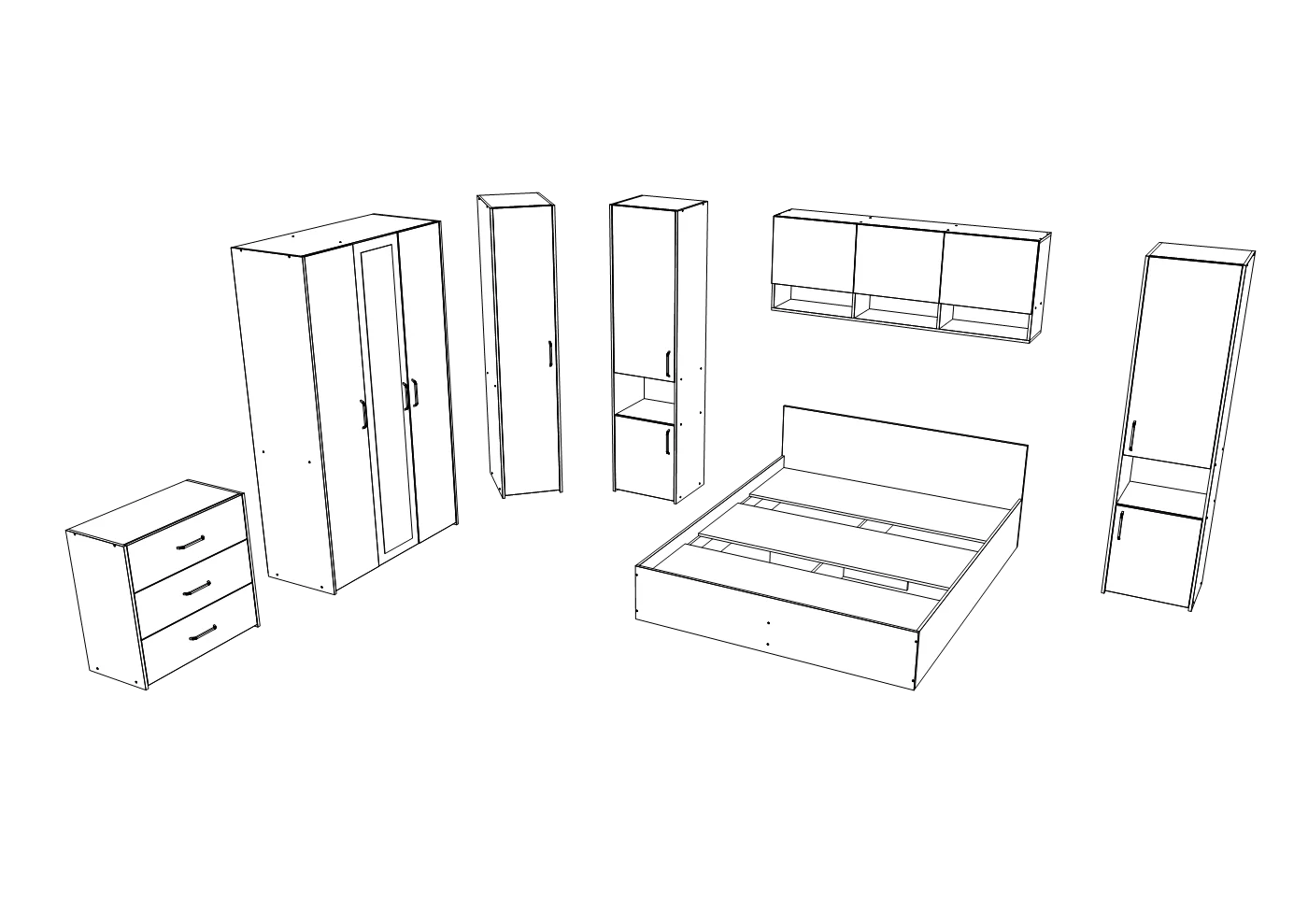 Set dormitor haaus Malmo V6, Pat 200 x 160 cm, Stejar Artisan/Argila