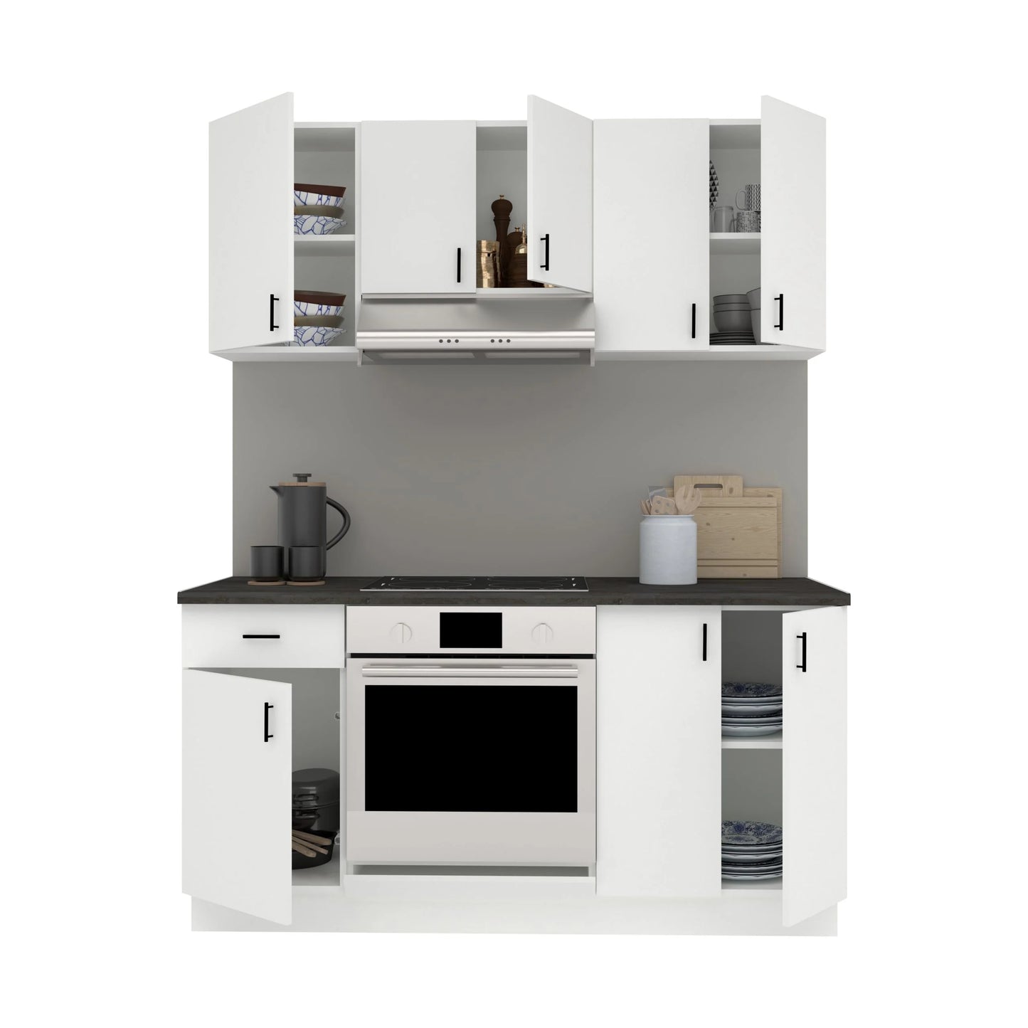 Set Bucatarie haaus Karo V6, Alb, Blat Thermo 28 mm, L 160 cm