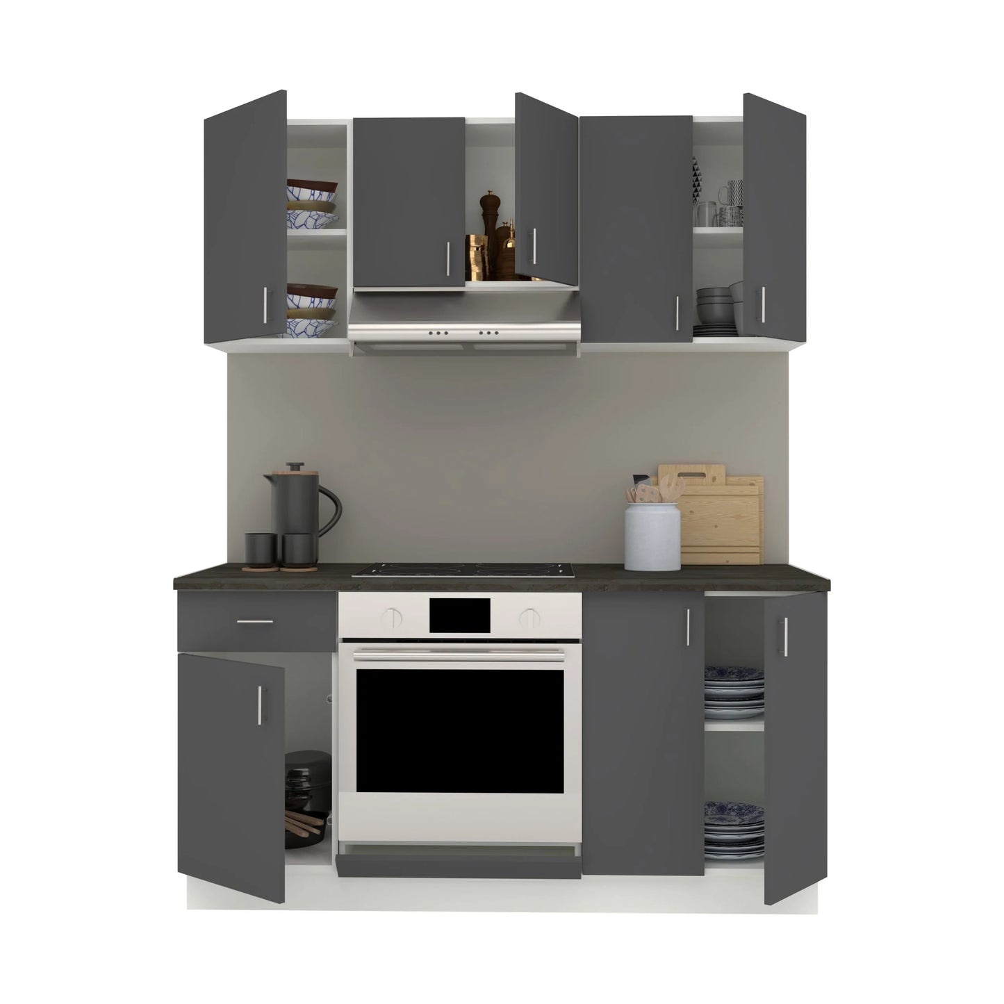 Set Bucatarie haaus Karo V6, Antracit/Alb, Blat Thermo 28 mm, L 160 cm