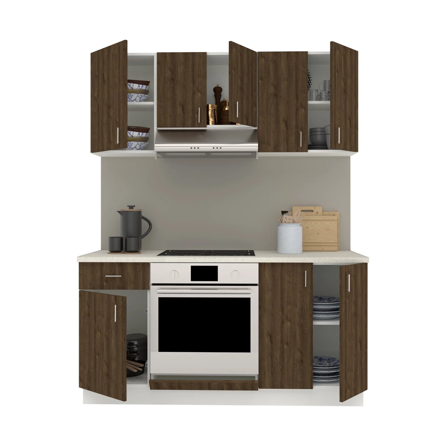 Set Bucatarie haaus Karo V6, Stejar Bronz/Alb, Blat Thermo 28 mm, L 160 cm