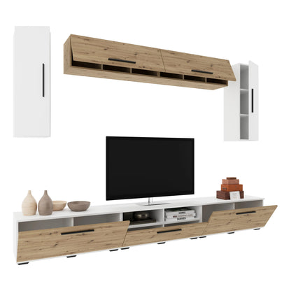 Living Kos haaus V6, Alb/Stejar Artisan, L 285 cm