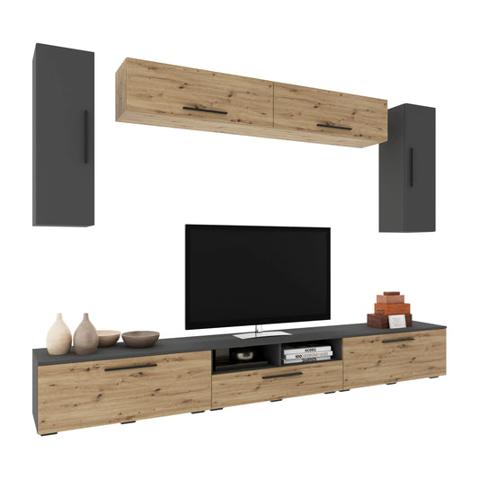 Living Kos haaus V6, Antracit/Stejar Artisan, L 285 cm