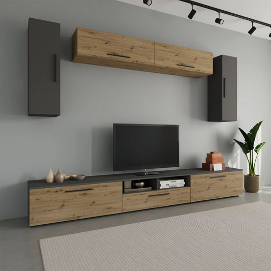 Living Kos haaus V6, Antracit/Stejar Artisan, L 285 cm