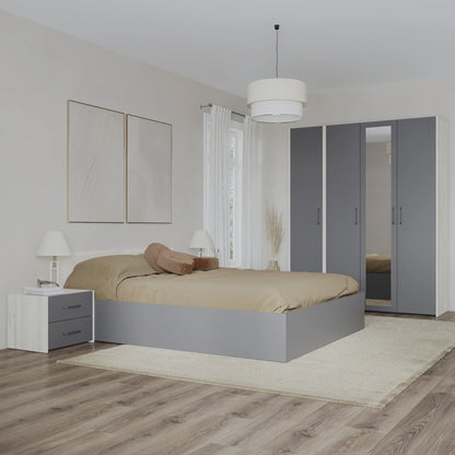 Set dormitor haaus Malmo V7, Pat 200 x 160 cm, Stejar Alb/Antracit