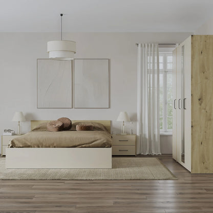 Set dormitor haaus Malmo V7, Pat 200 x 160 cm, Stejar Artisan/Argila