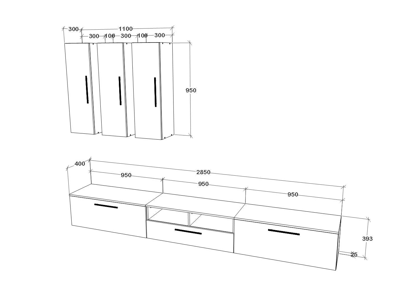 Living Kos haaus V7, Antracit/Stejar Artisan, L 285 cm