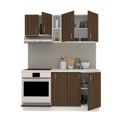 Set Bucatarie haaus Karo V7, Stejar Bronz/Alb, Blat Thermo 28 mm, L 160 cm