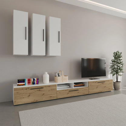 Living Kos haaus V7, Alb/Stejar Artisan, L 285 cm