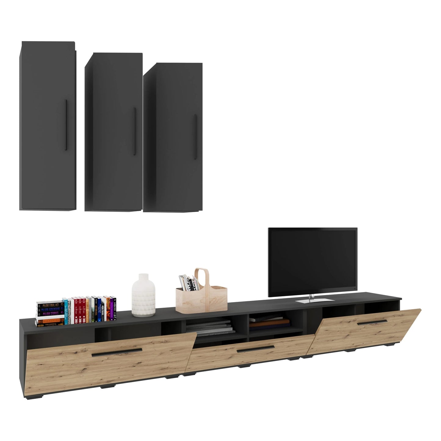 Living Kos haaus V7, Antracit/Stejar Artisan, L 285 cm