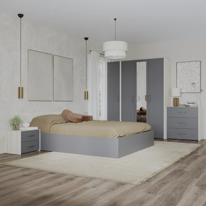 Set dormitor haaus Malmo V8, Pat 200 x 140 cm, Stejar Alb/Antracit