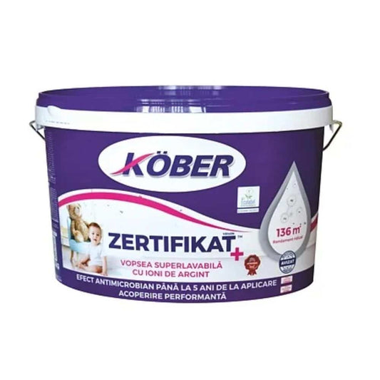 Vopsea lavabila pentru interior, zertifikat plus ion de argint, 3L, alb KOBER / V8140N-P3L
