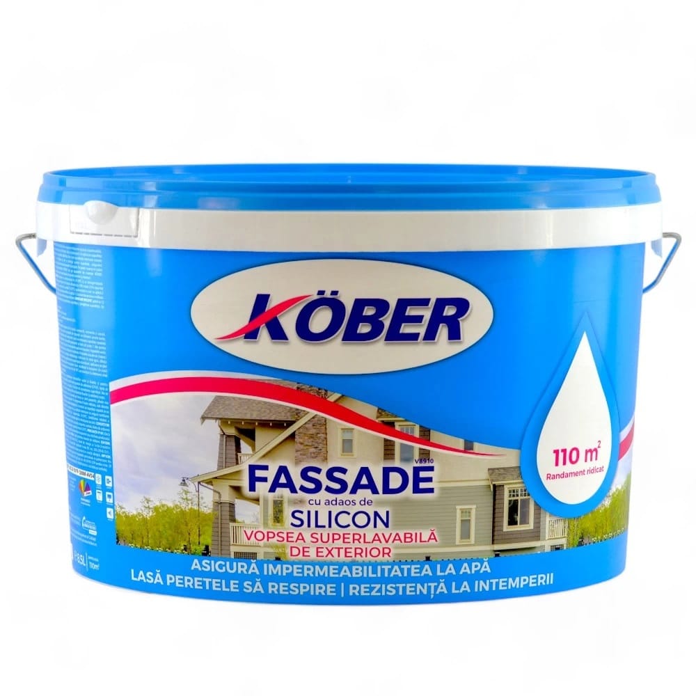 Vopsea lavabila pentru exterior, fassade silicon, 8.5L, KOBER / V8910-P8.5L