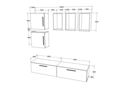 Living Kos haaus V8, Alb/Stejar Artisan, L 190 cm