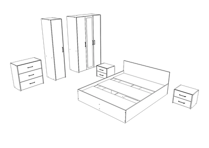 Set dormitor haaus Malmo V8, Pat 200 x 160 cm, Stejar Alb/Antracit