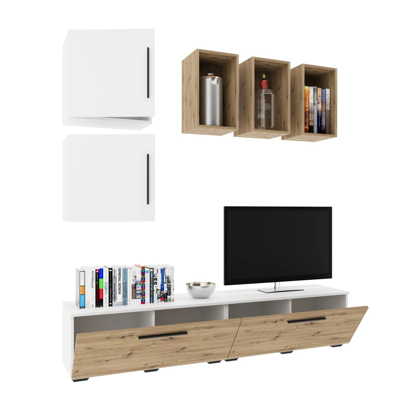 Living Kos haaus V8, Alb/Stejar Artisan, L 190 cm