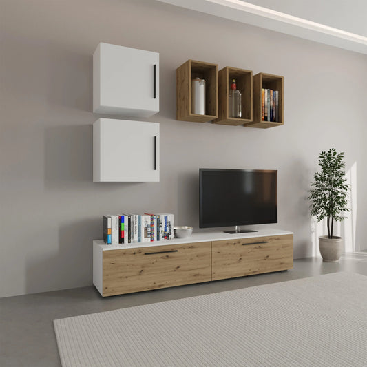 Living Kos haaus V8, Alb/Stejar Artisan, L 190 cm