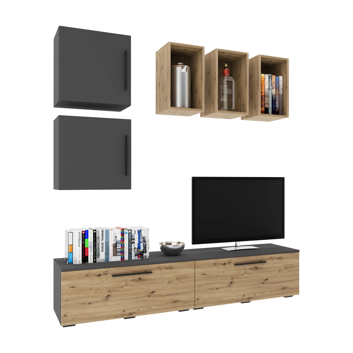 Living Kos haaus V8, Antracit/Stejar Artisan, L 190 cm