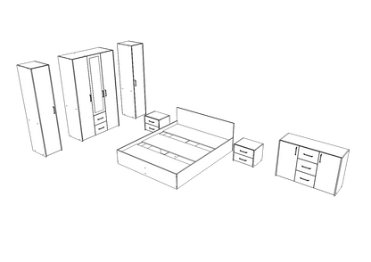 Set dormitor haaus Malmo V9, Pat 200 x 160 cm, Stejar Artisan/Argila