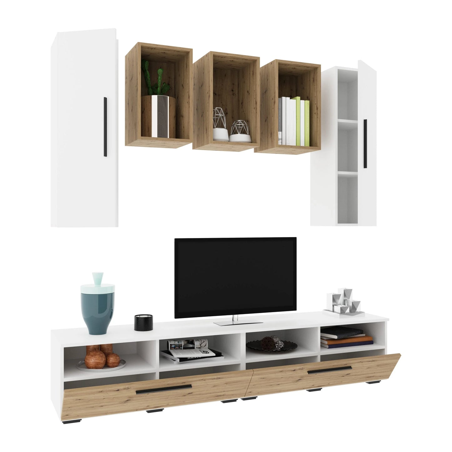 Living Kos haaus V9, Alb/Stejar Artisan, L 190 cm