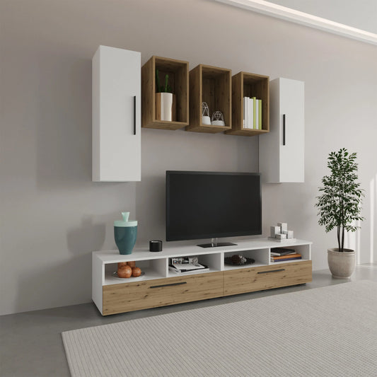 Living Kos haaus V9, Alb/Stejar Artisan, L 190 cm