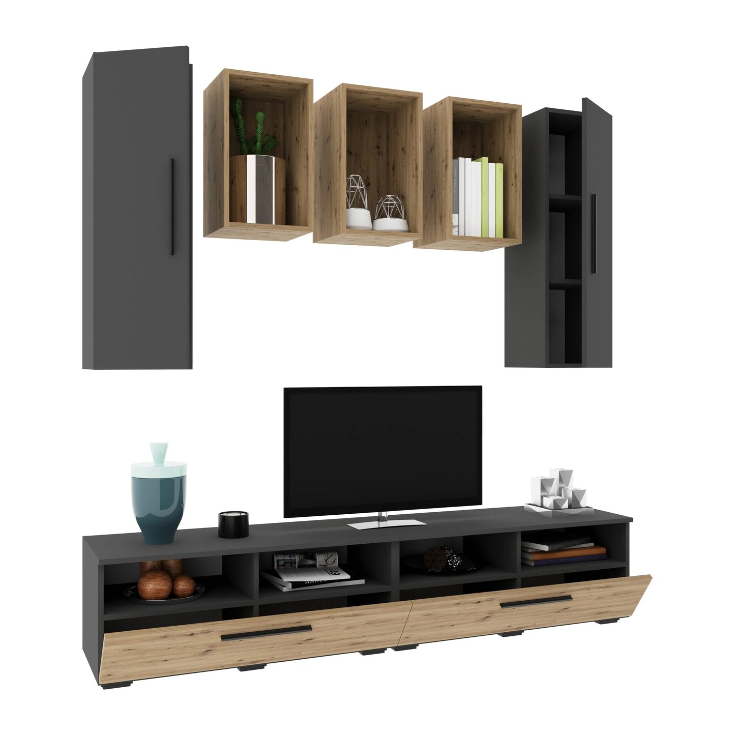 Living Kos haaus V9, Antracit/Stejar Artisan, L 190 cm