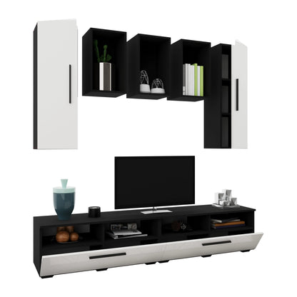 Living Kos haaus V9, Negru/Alb Lucios, MDF, L 190 cm