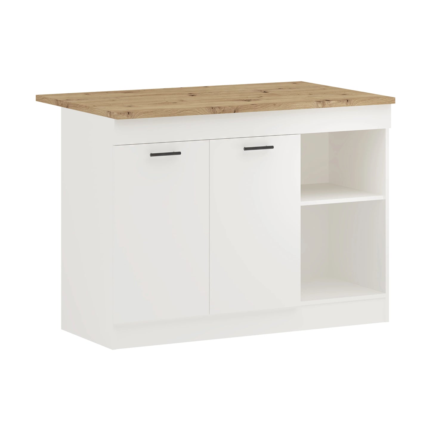Insula Bucatarie Vigra, Stejar Artisan/Alb, 122 x 76 x 90 cm